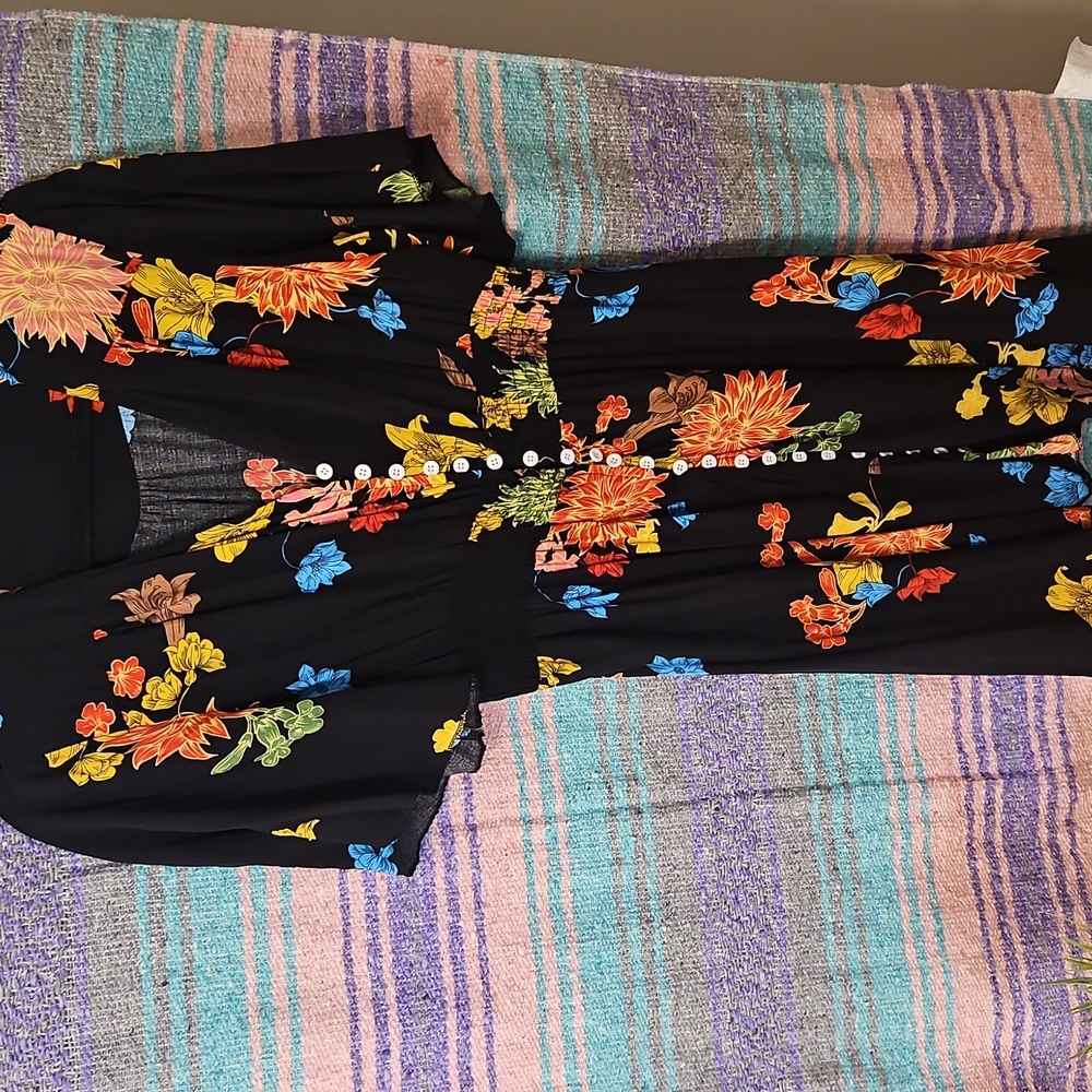 Floral Black Dress Size Lg
